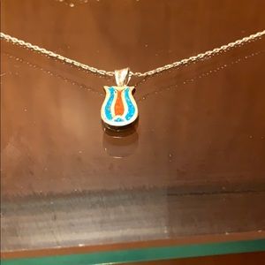 Inlaid Coral and Turquoise necklace. NWT!